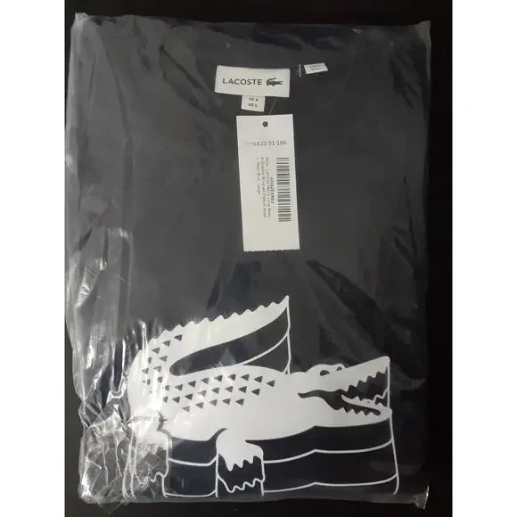 Lacoste Men's Long Sleeve Graphic Brushed Fleece Jersey Navy L
